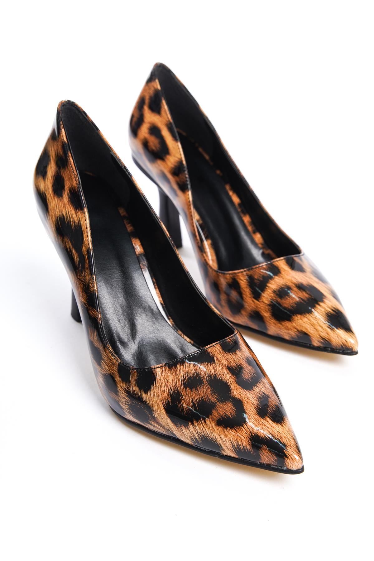 Women's Bodm Leopard Pattern Patent Leather Painted Heel Casual Shoes - STREETMODE™