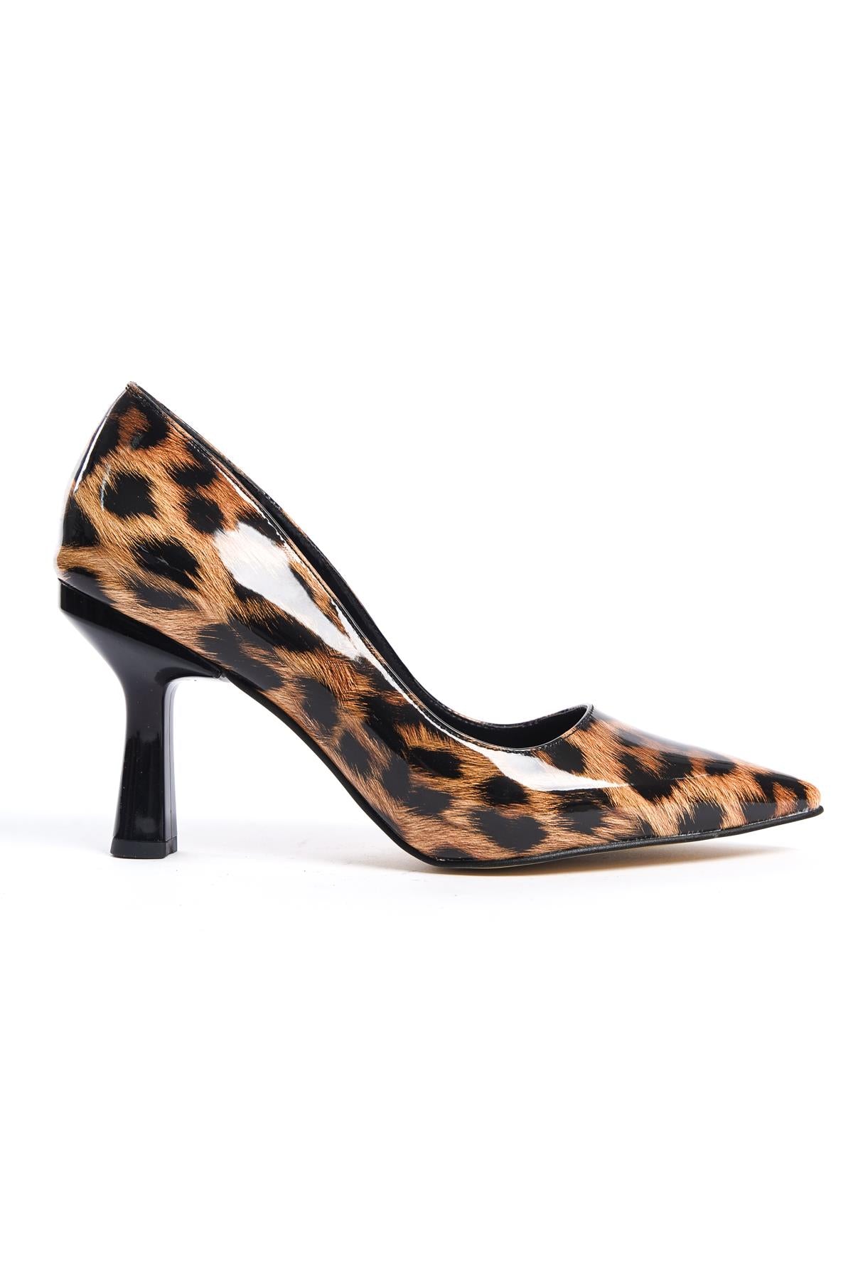 Women's Bodm Leopard Pattern Patent Leather Painted Heel Casual Shoes - STREETMODE™