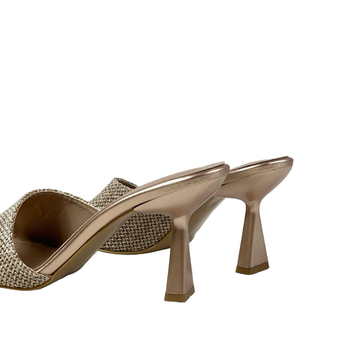 Women's Bomm Ten Wicker Detailed Thin Heel Slippers 6cm - STREETMODE™