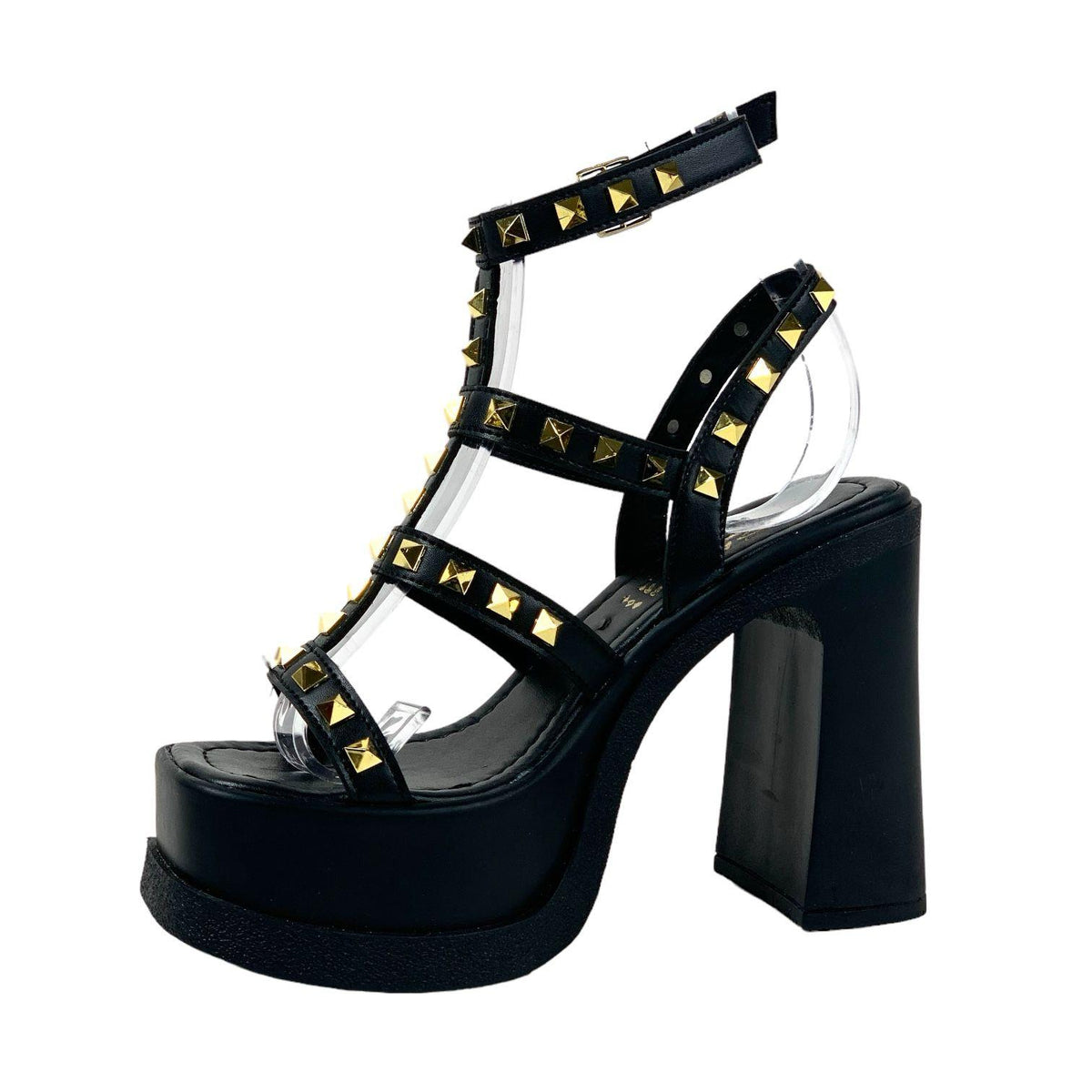 Women's Bonke Black Stone Gladiator Sandals 15 cm Heel - STREETMODE™