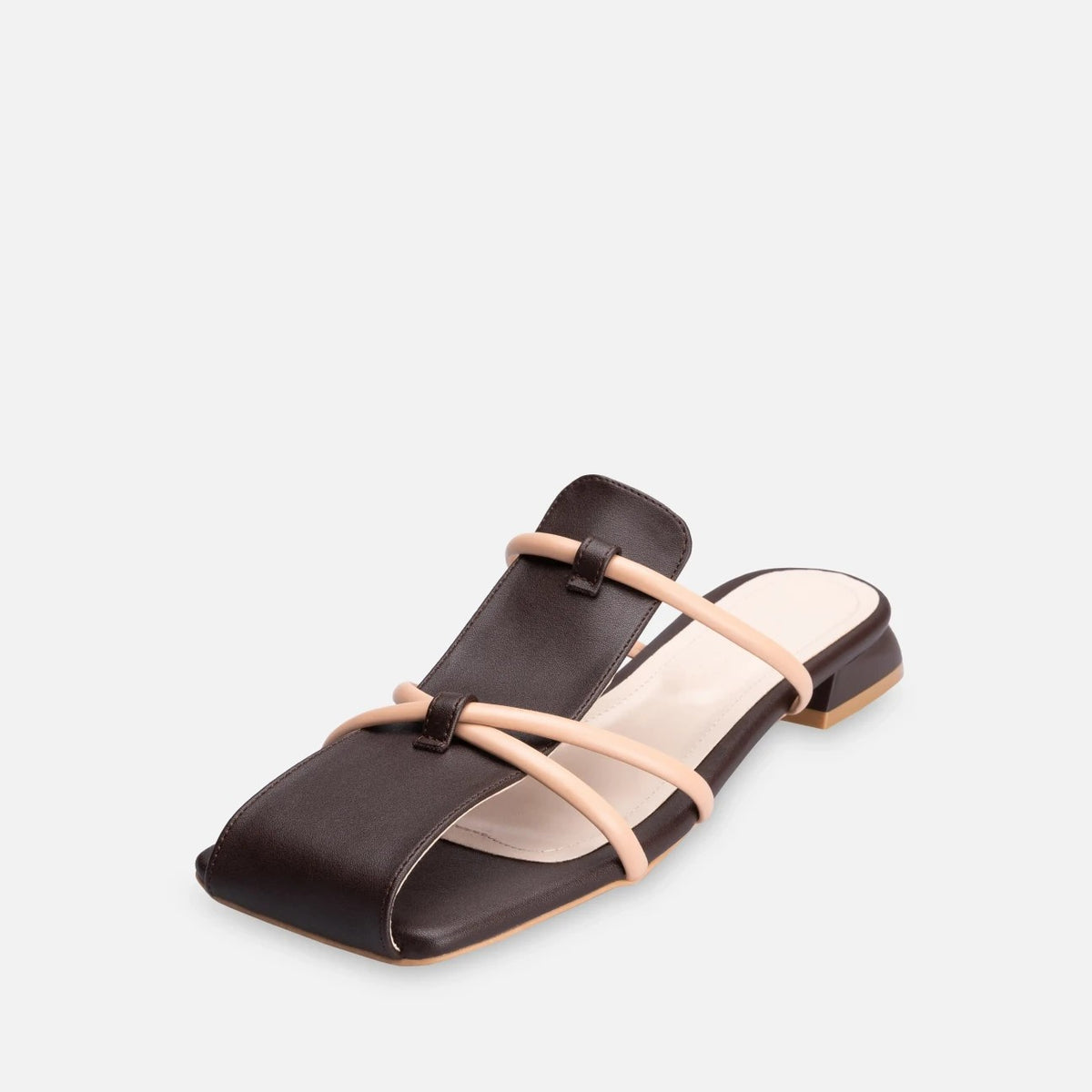 Women's Brown Leather Heeled Slippers - STREETMODE™