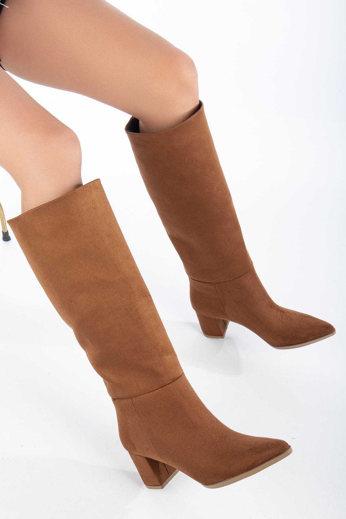 Women's Brown Suede Pointed Toe Pull-On Boots - STREETMODE™