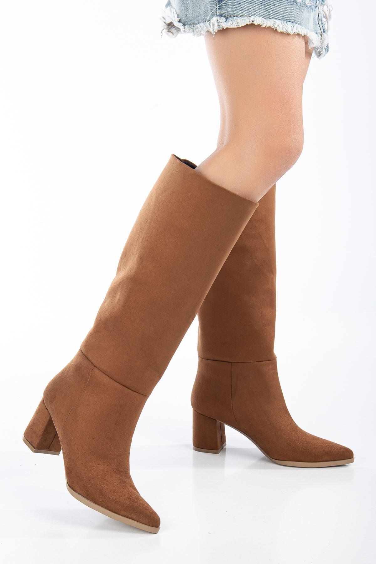 Women's Brown Suede Pointed Toe Pull-On Boots - STREETMODE™