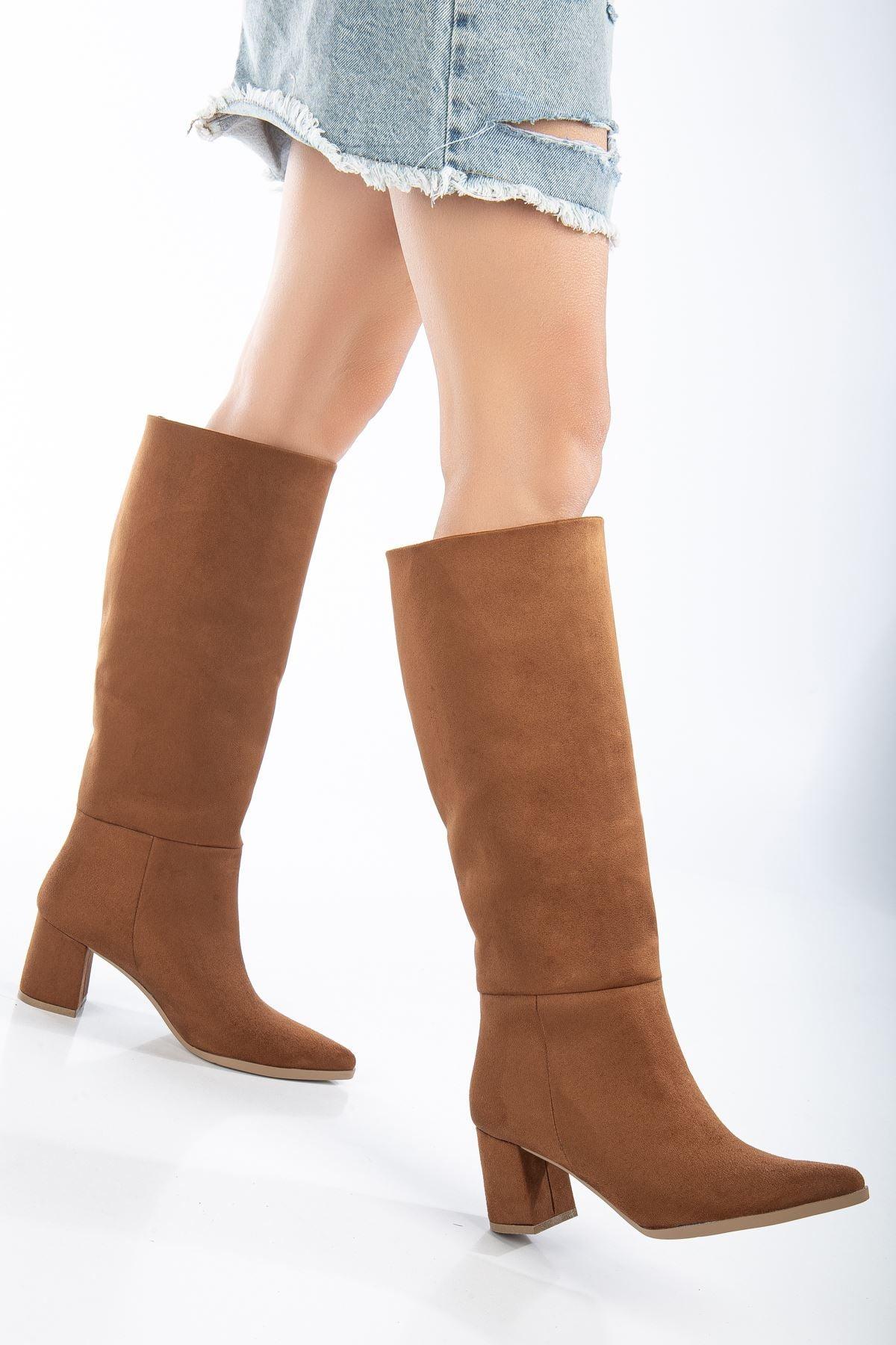 Women's Brown Suede Pointed Toe Pull-On Boots - STREETMODE™