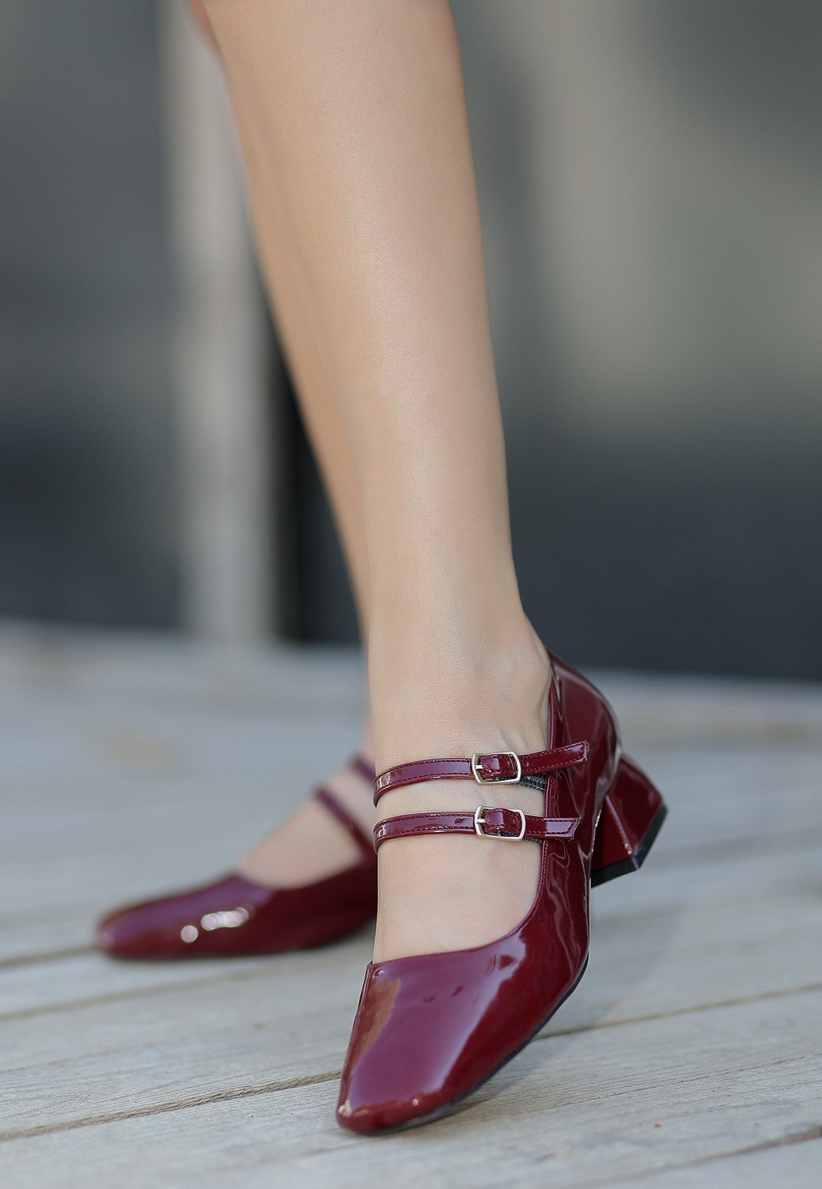 Women's Burgundy Patent Leather High Heel Shoes - STREETMODE™