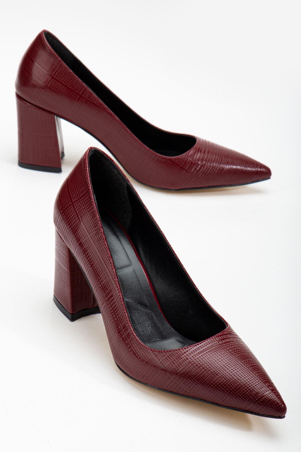 Women's Burgundy Pointed Toe Detailed High Heel Shoes - STREETMODE™