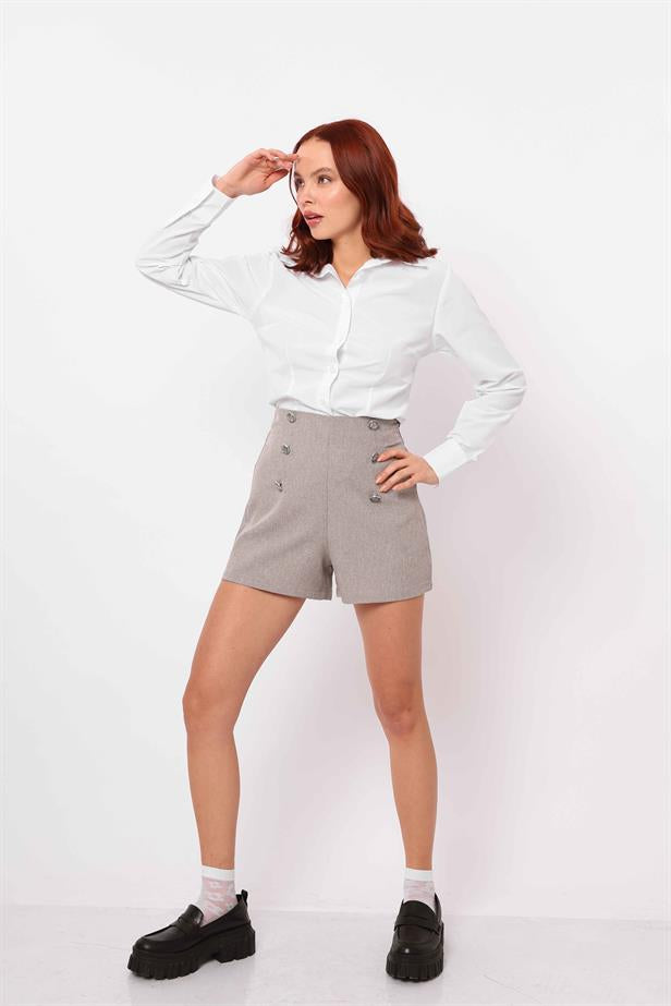 Women's Buttoned Shorts Gray - STREETMODE™