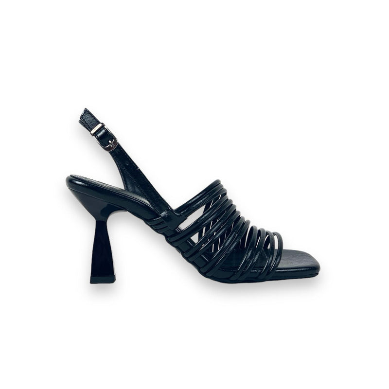 Women's Calç Black Heeled Ankle Strap Sandals 8 Cm - STREETMODE™