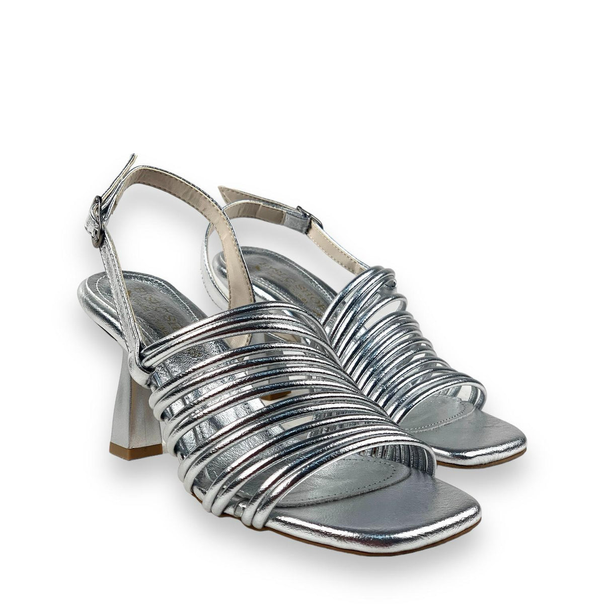 Women's Calç Silver Heeled Ankle Strap Sandals 8 Cm - STREETMODE™
