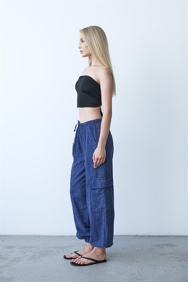 Women's Cargo Pants - Navy Blue - STREETMODE™