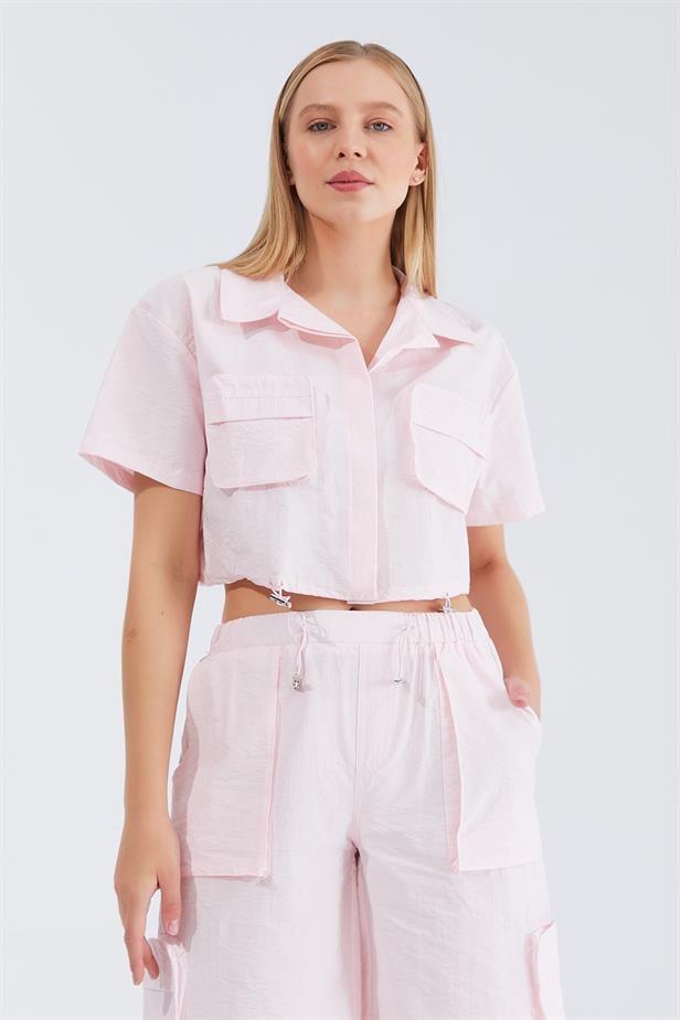 Women's Cargo Shirt Shorts Set - Pink - STREETMODE™