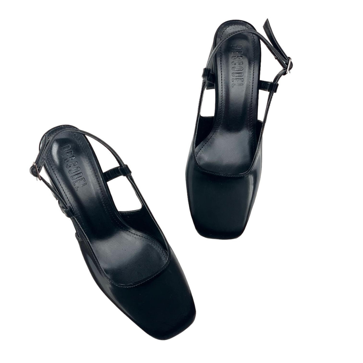 Women's Collar Black Silky Material Round Toe Open Back Sandals 8 Cm - STREETMODE™