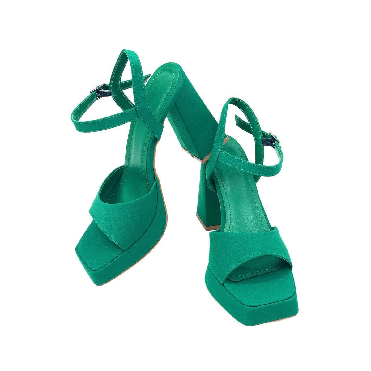 Women's Corset Green Single Strap Ankle Strap High Heel Platform Satin Shoes - STREETMODE™