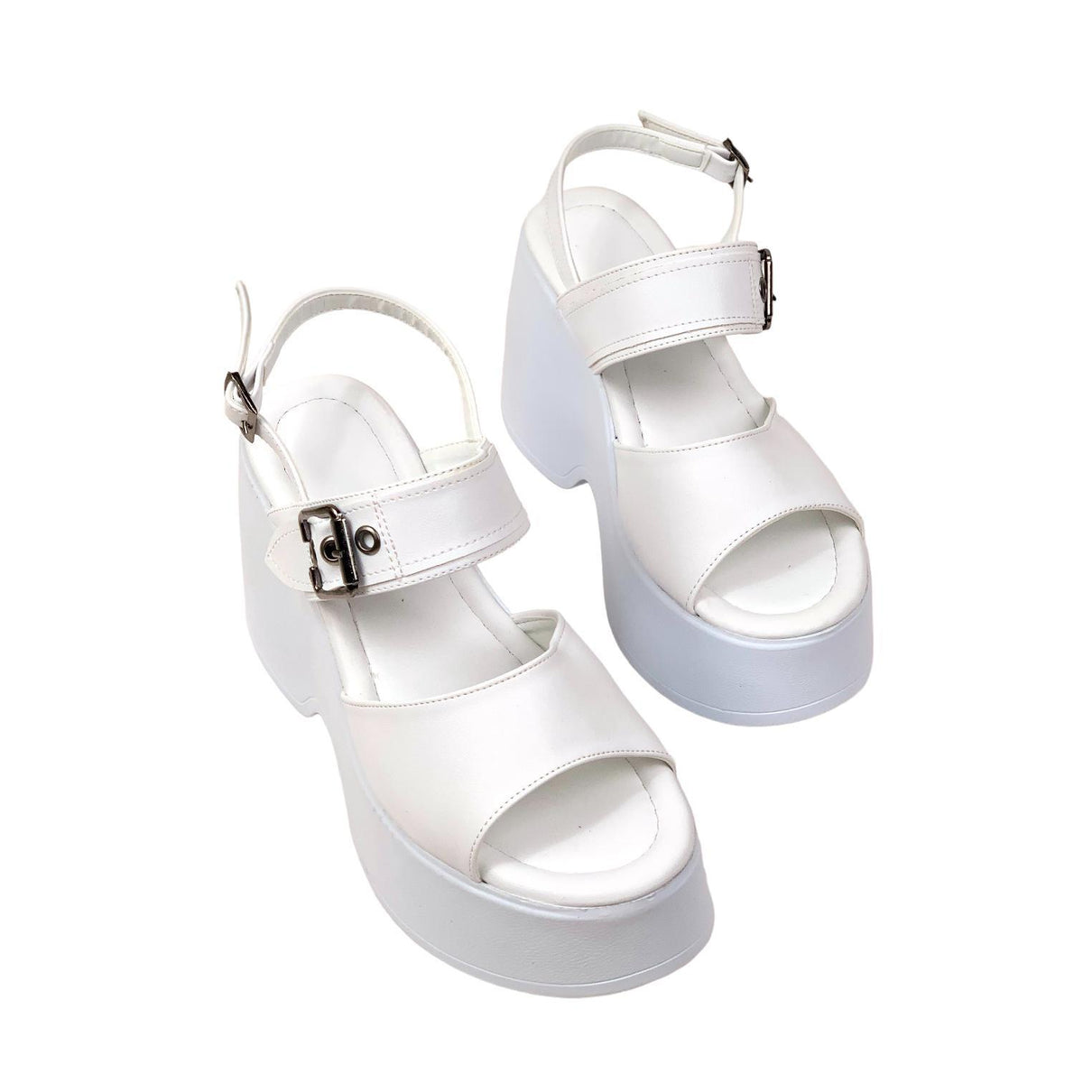 Women's Dagna White Buckle High Heel Sandals 10cm - STREETMODE™