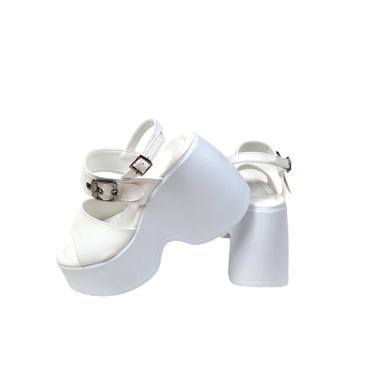 Women's Dagna White Buckle High Heel Sandals 10cm - STREETMODE™