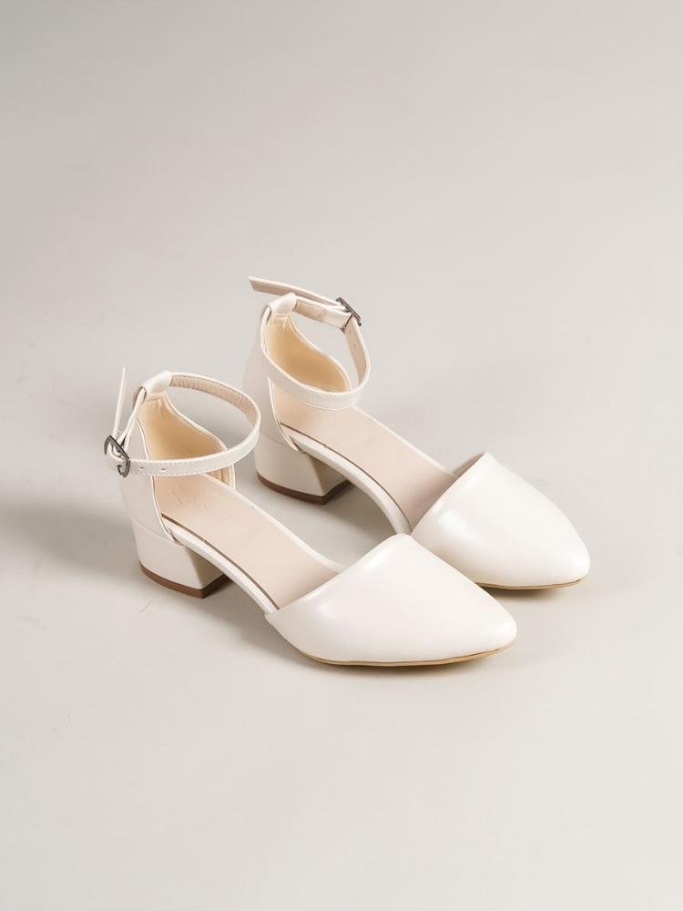 Women's Dary Heeled White Pearl Detailed Heeled Shoes - STREETMODE™