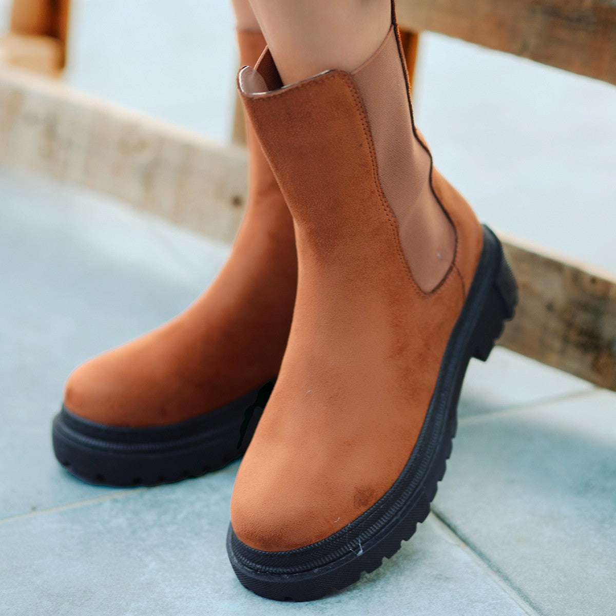 Women's Derla Brown Suede Heeled Boots - STREETMODE™
