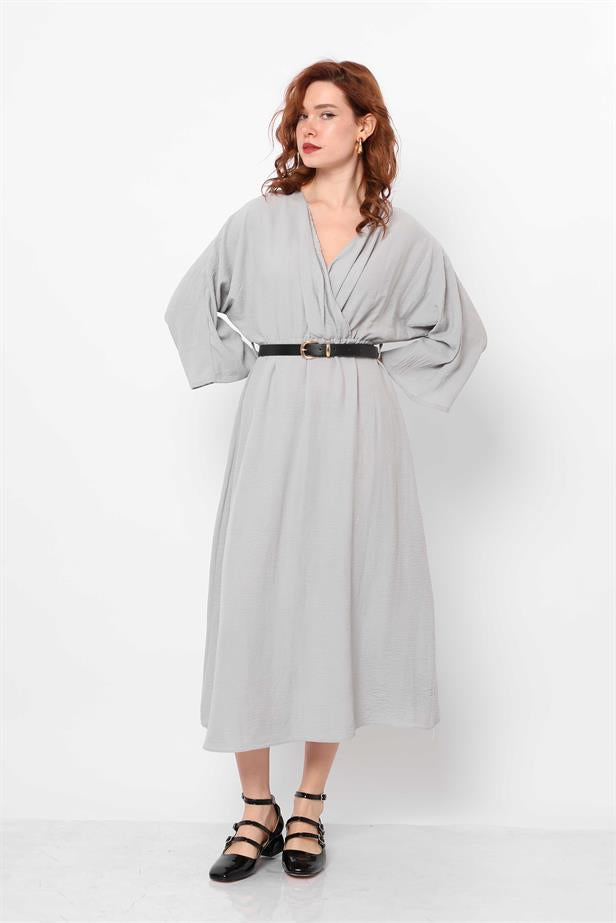 Women's Double Breasted Belted Dress Gray - STREETMODE™