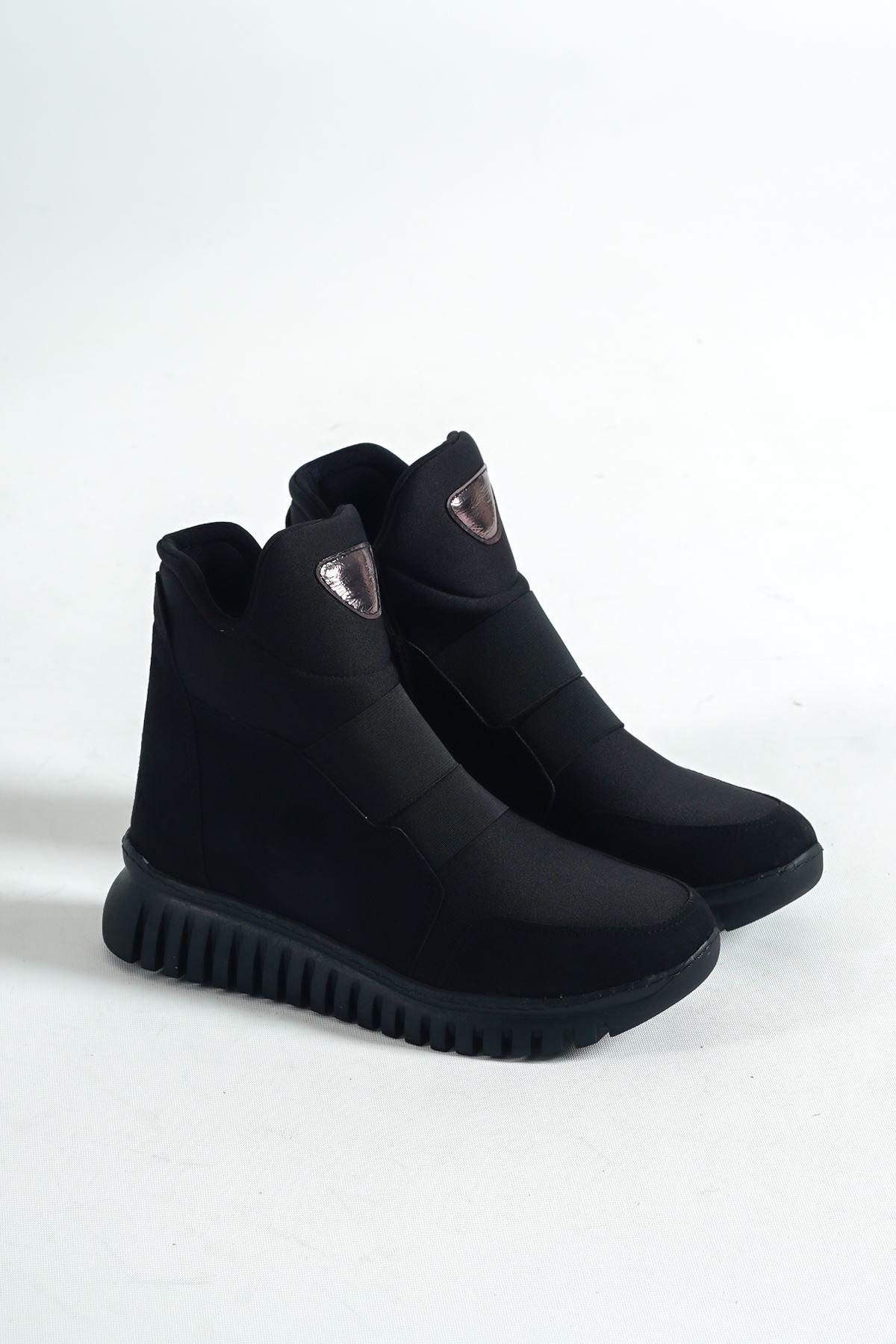 Women's Espina Suede Waterproof Rubber Band Boots Black - STREETMODE™