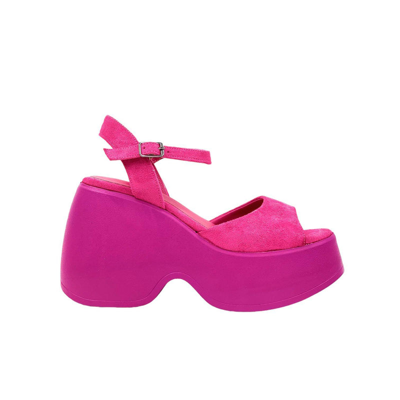 Women's Fass Fuchsia Suede Platform High Sole Single Strap Sandals 10Cm - STREETMODE™