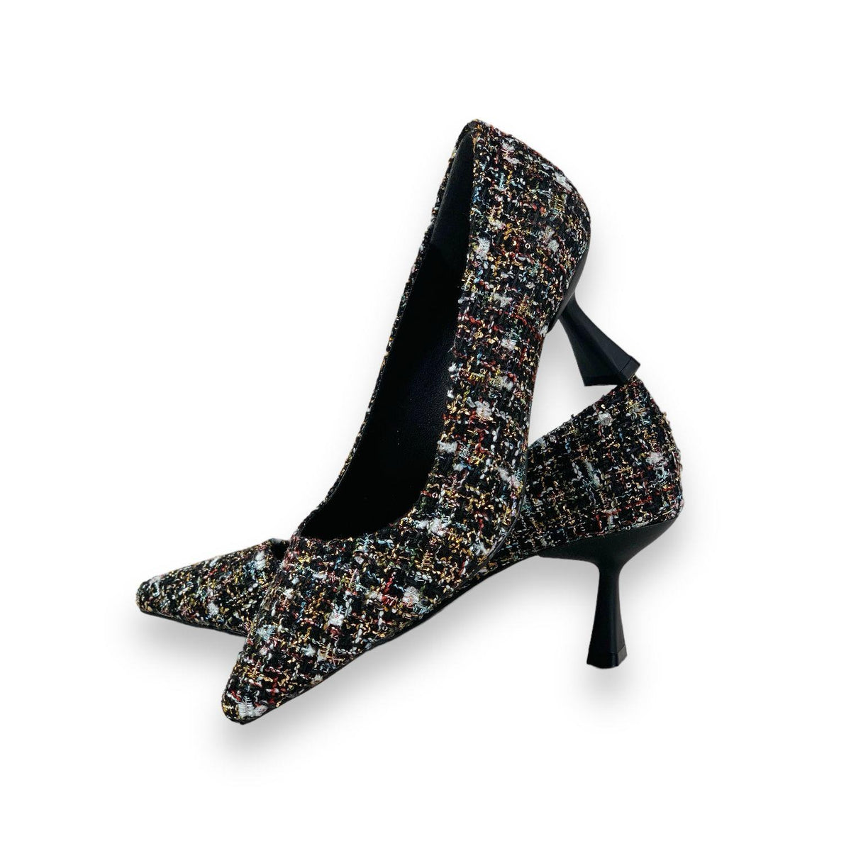 Women's Fegt Black Textile Fabric Material Evening Dress Shoes 5 Cm - STREETMODE™