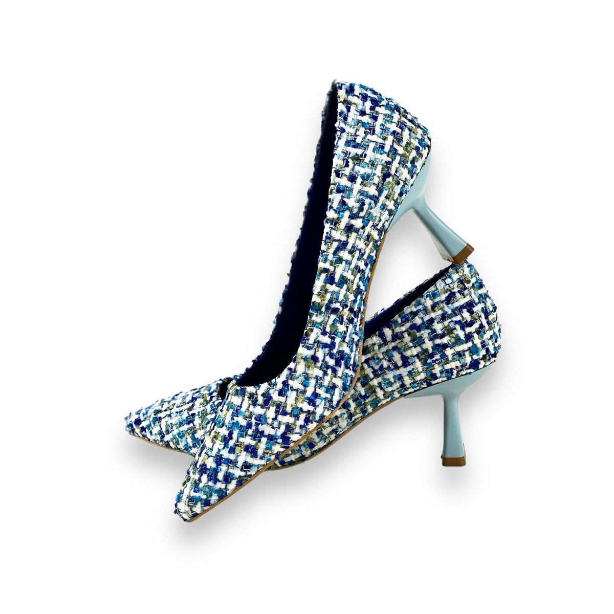 Women's Fegt Blue Textile Fabric Material Evening Dress Shoes 5 Cm - STREETMODE™