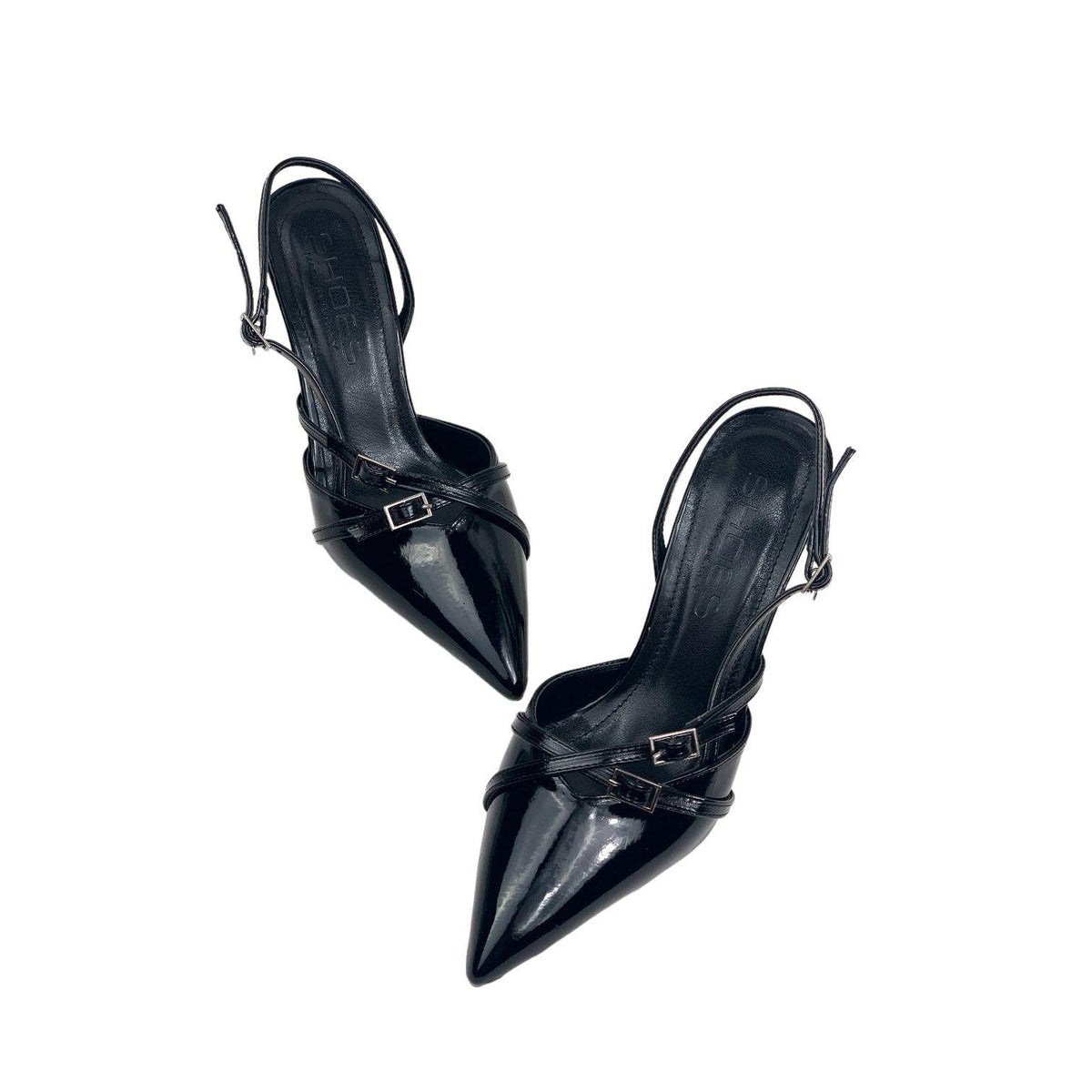 Women's Ferga Black Double Buckle Heeled Shoes Sandals 7 Cm - STREETMODE™
