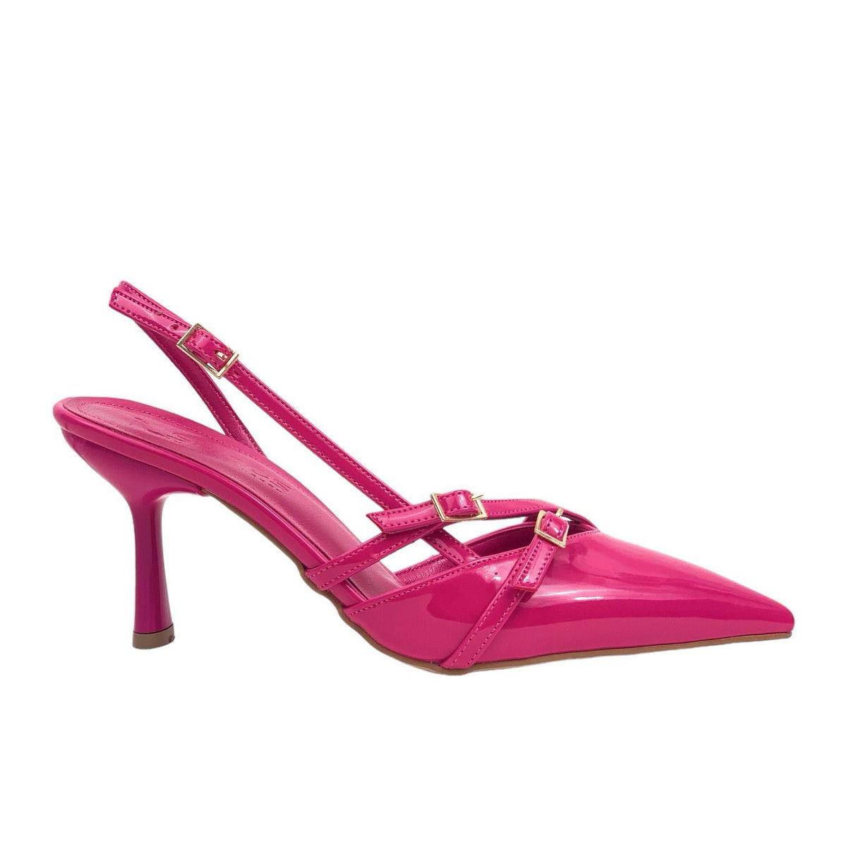 Women's Ferga Fuchsia Double Buckle Heeled Shoes Sandals 7 Cm - STREETMODE™