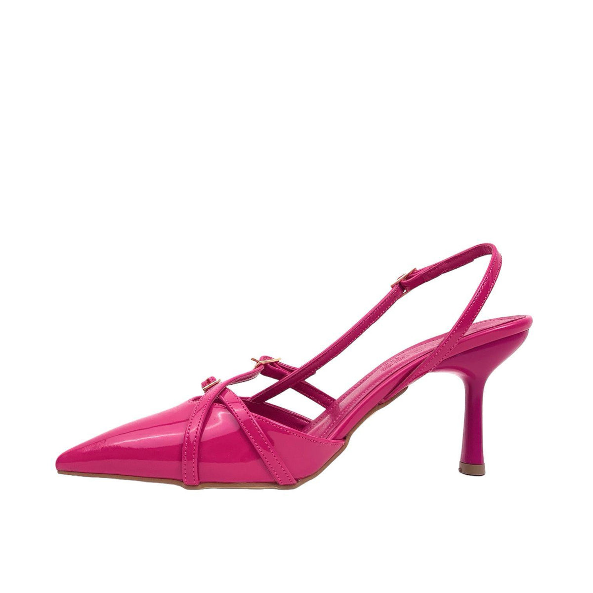 Women's Ferga Fuchsia Double Buckle Heeled Shoes Sandals 7 Cm - STREETMODE™