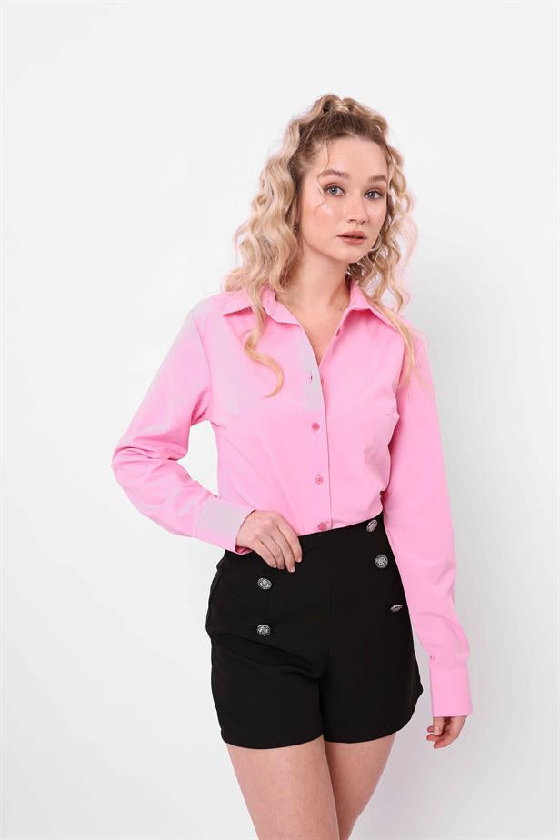 Women's Fitted Shirt Pink - STREETMODE™