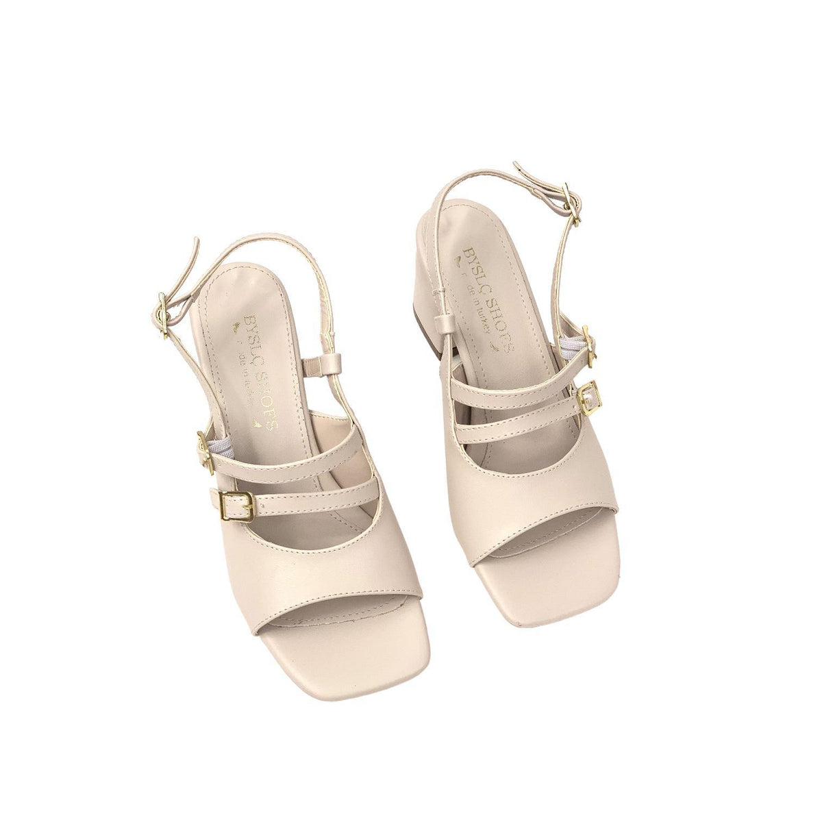 Women's Fonka Beige Skin Low Heel Buckle Sandals 5 cm - STREETMODE™