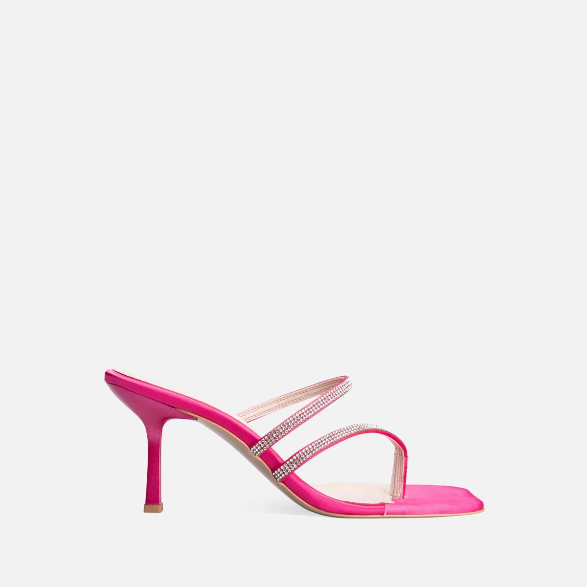 Women's Fuchsia Satin Heeled Slippers - STREETMODE™