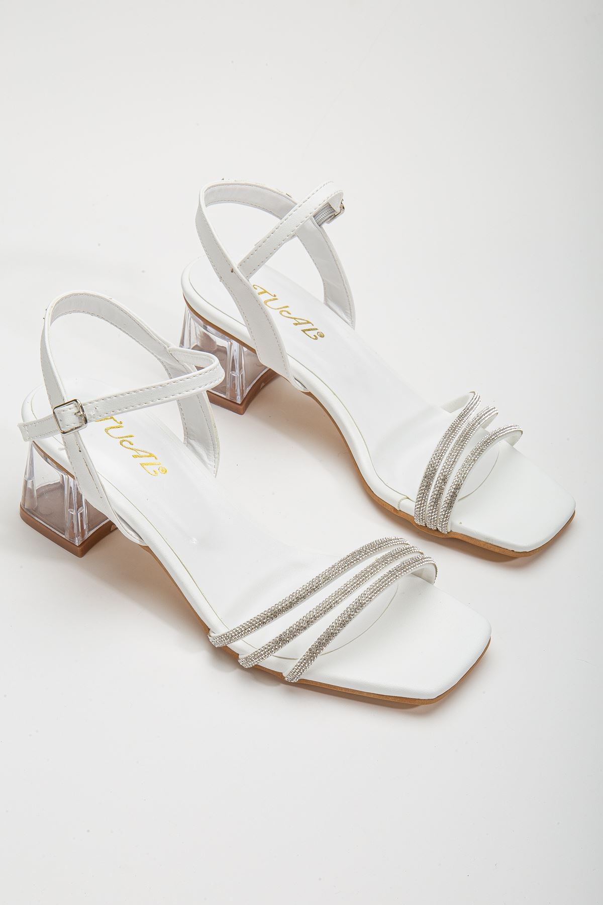 Women's Gerdh White Stone Skin Low Heeled Shoes - STREETMODE™