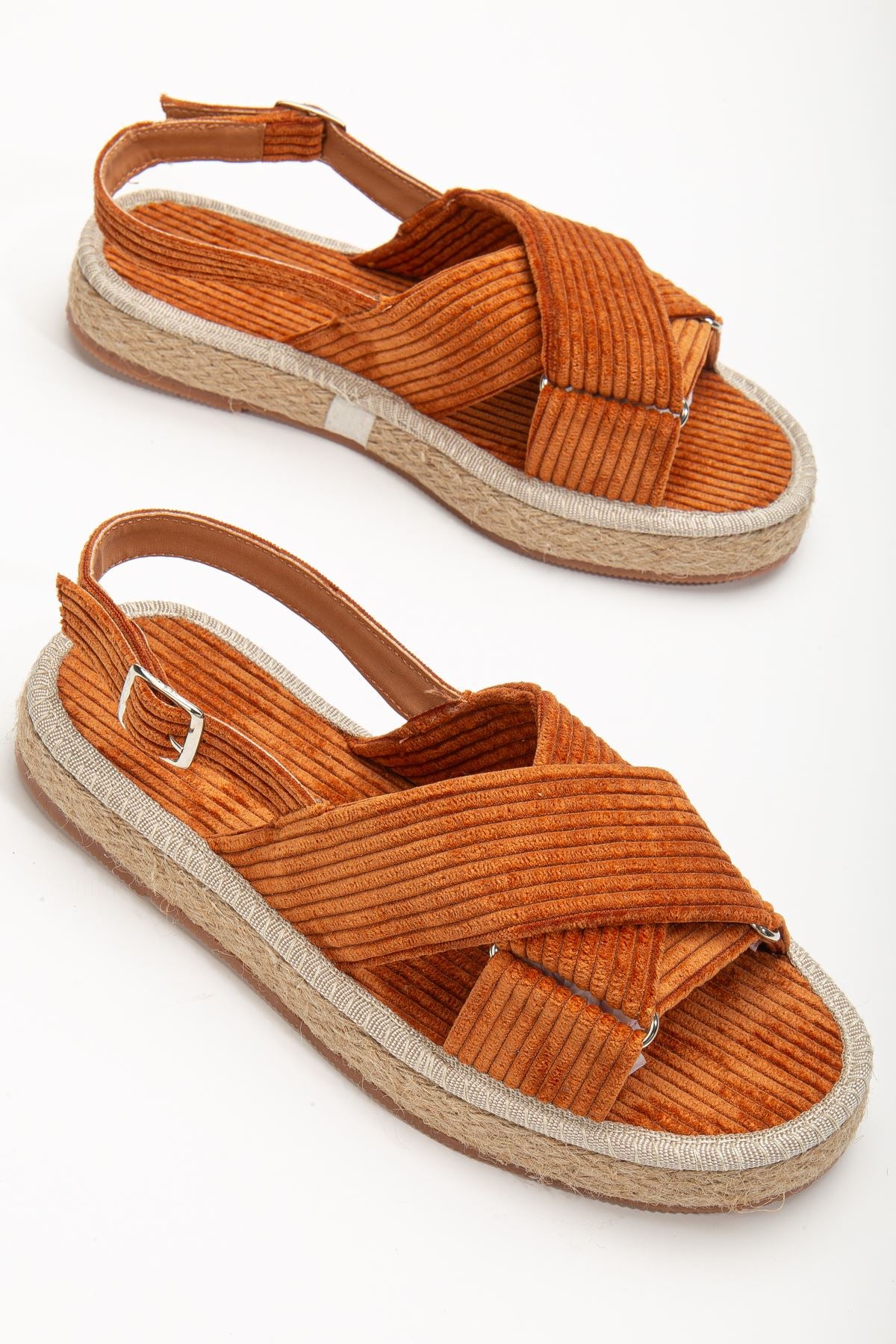 Women's Glara Brown Velvet Wicker Detailed Espadrille - STREETMODE™