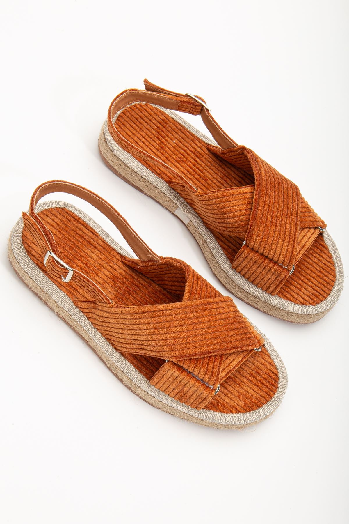 Women's Glara Brown Velvet Wicker Detailed Espadrille - STREETMODE™