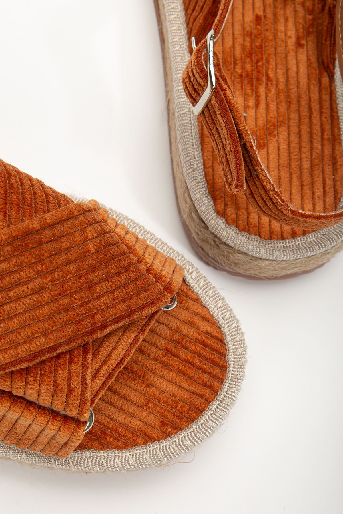 Women's Glara Brown Velvet Wicker Detailed Espadrille - STREETMODE™