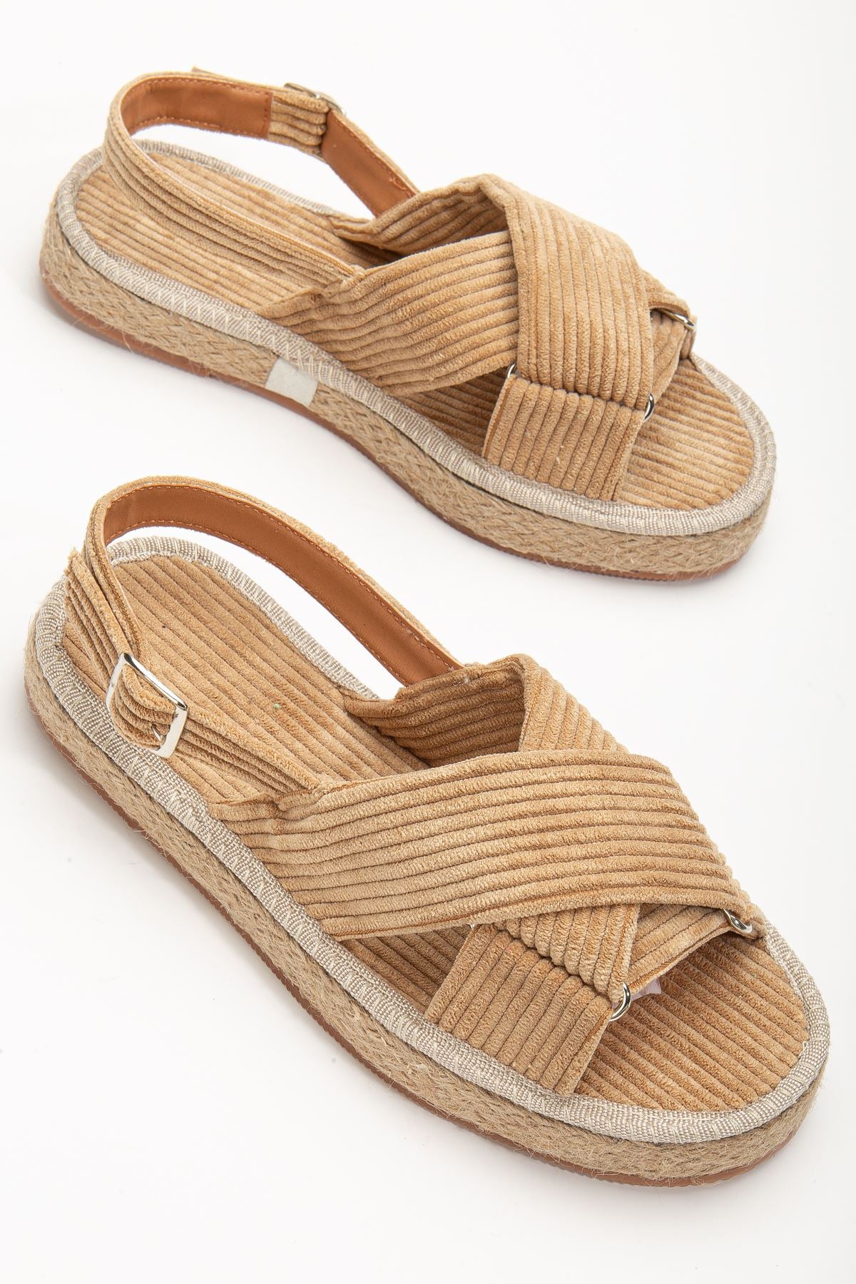 Women's Glara Nude Velvet Wicker Detailed Espadrille - STREETMODE™