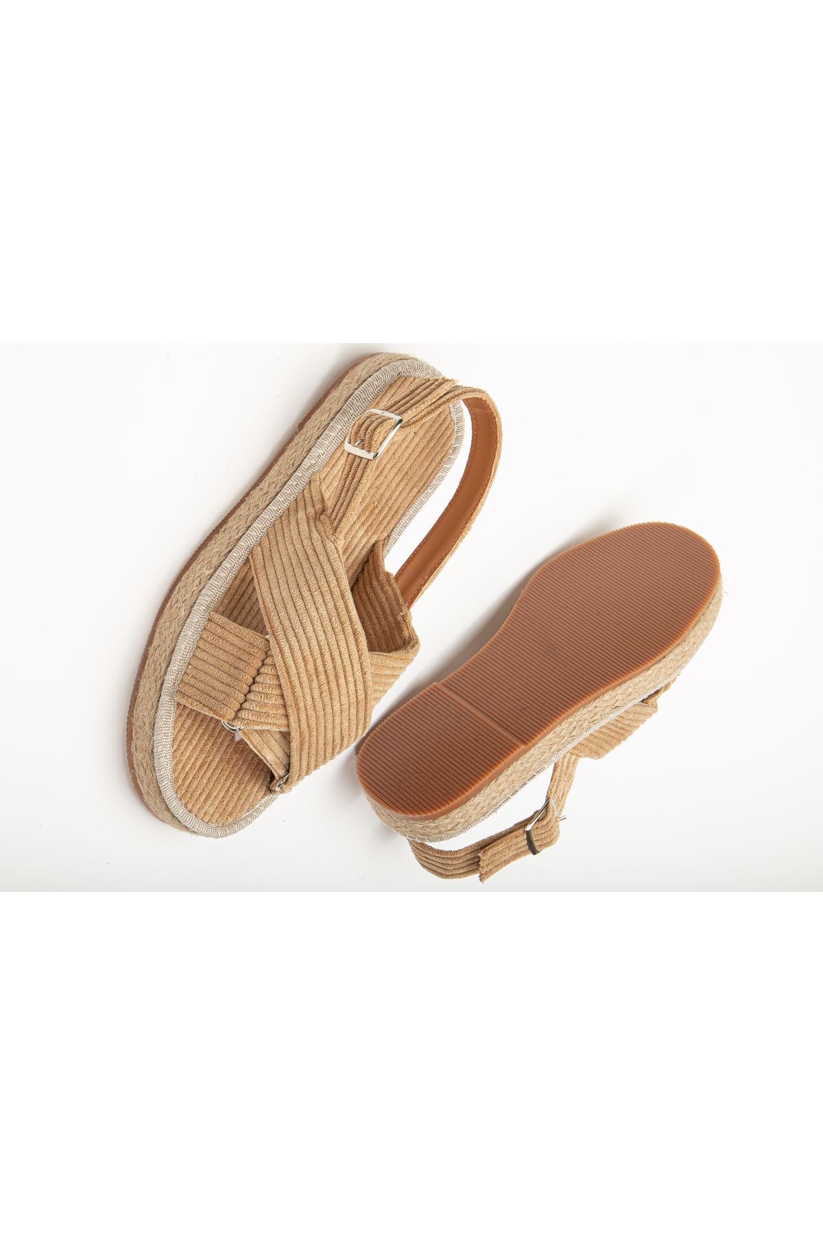 Women's Glara Nude Velvet Wicker Detailed Espadrille - STREETMODE™