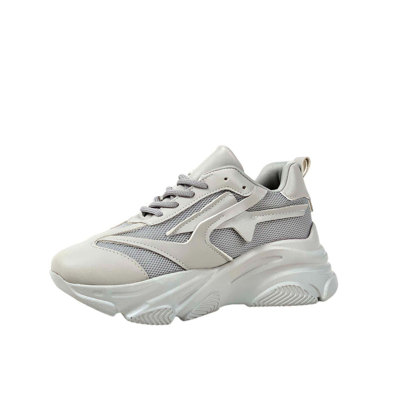 Women's gray high-soled mesh detailed sneakers daily sports shoes - STREETMODE™