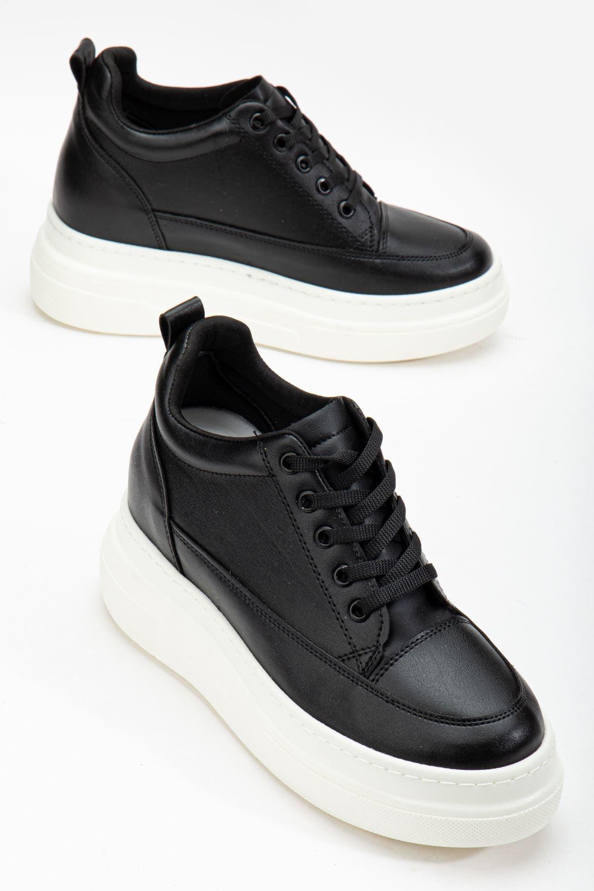 Women's Hidden Heel Black - White Sneakers - STREETMODE™