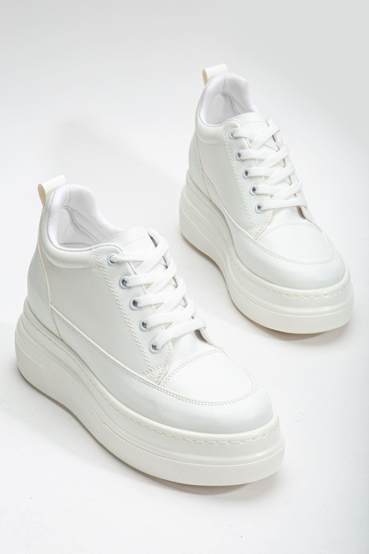 Women's Hidden Heel White Sneakers - STREETMODE™