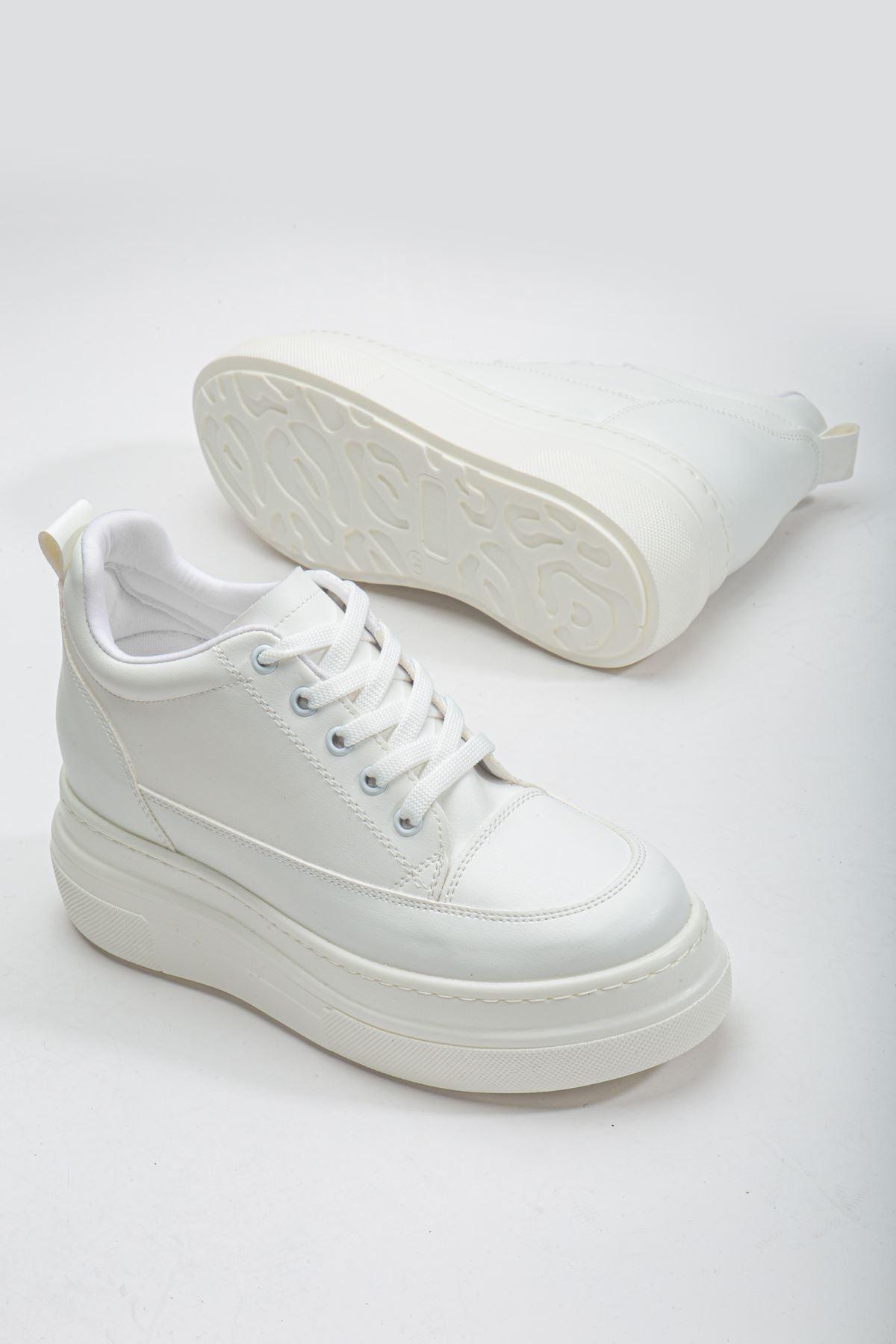 Women's Hidden Heel White Sneakers - STREETMODE™