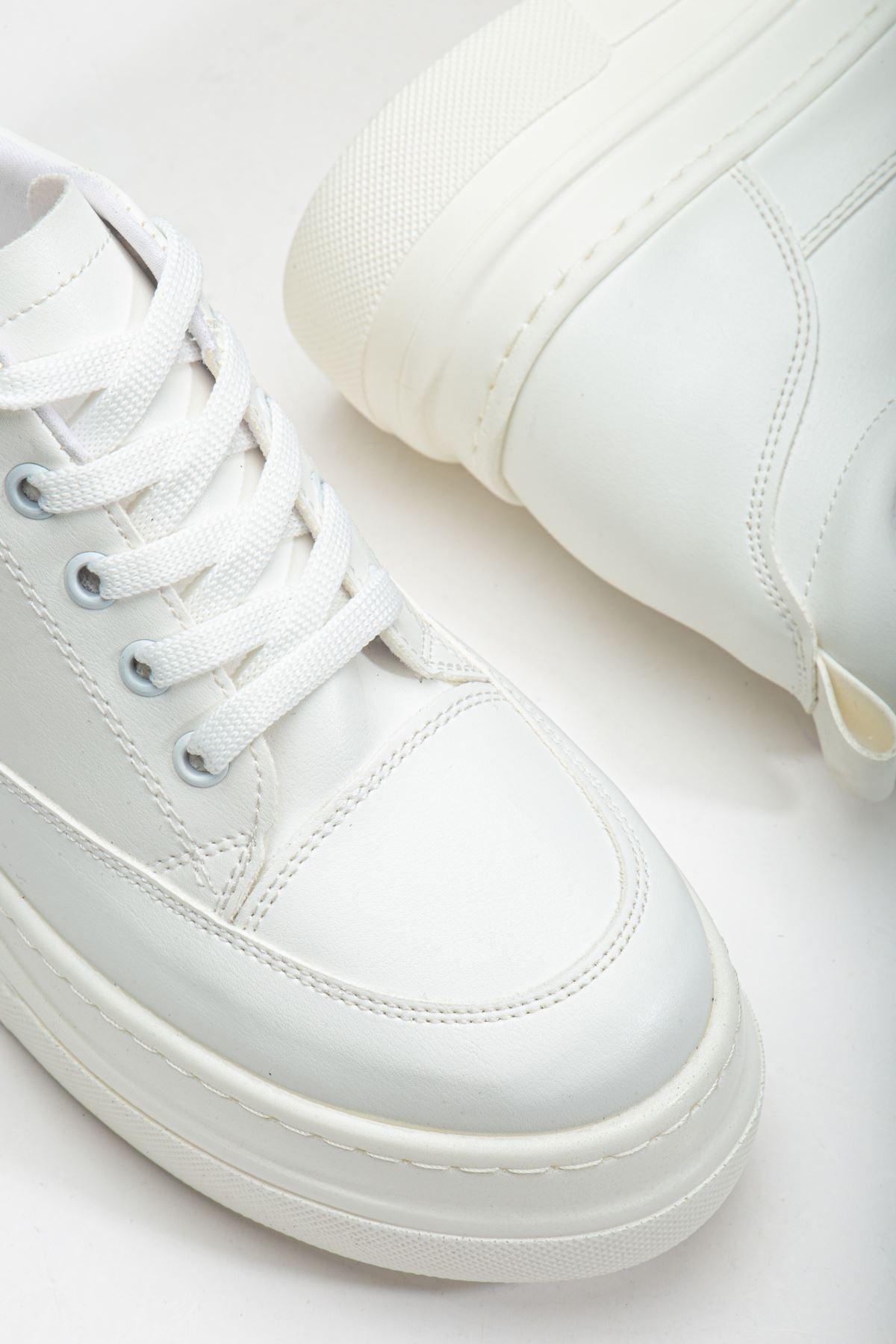 Women's Hidden Heel White Sneakers - STREETMODE™