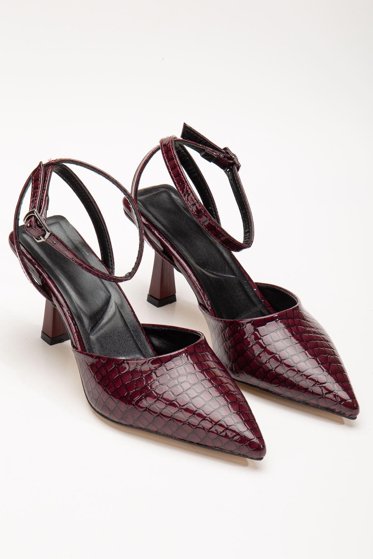 Women's High Heels Shoes Burgundy Crocodile Leather - STREETMODE™