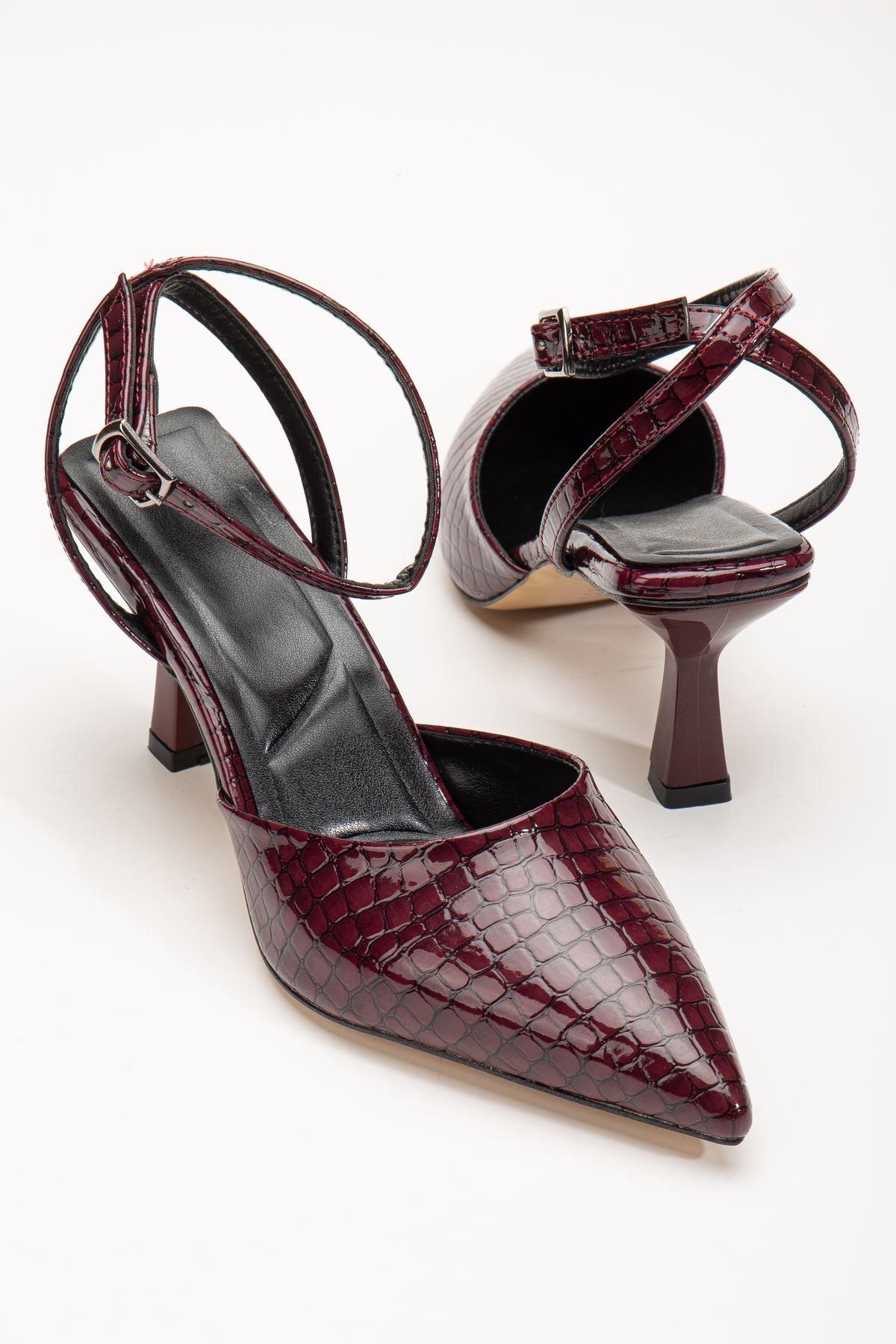 Women's High Heels Shoes Burgundy Crocodile Leather - STREETMODE™