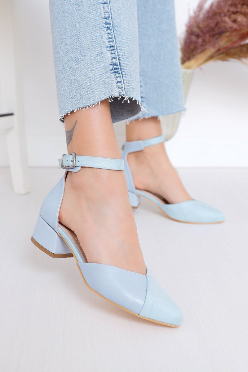 Women's Holly Heels Baby Blue Skin-Suede Shoes - STREETMODE™