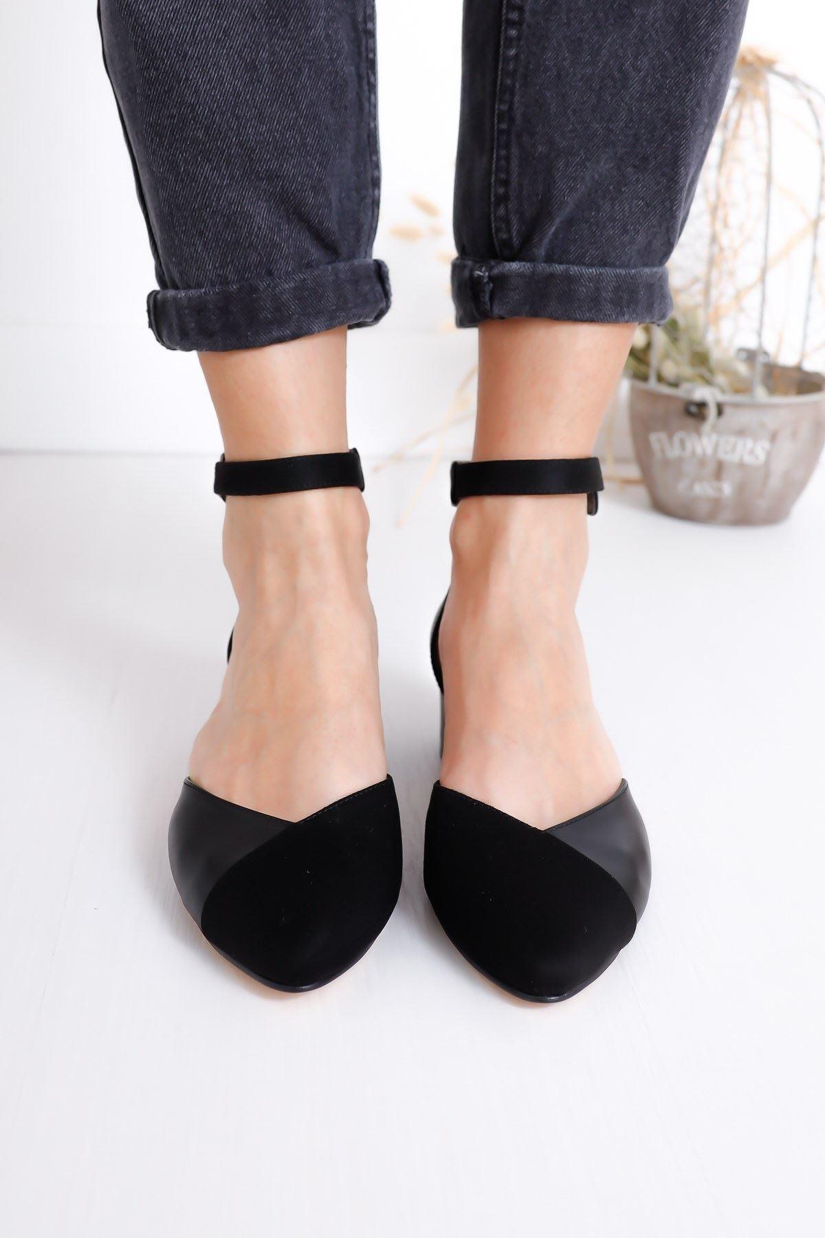 Women's Holly Heels Black Skin-Suede Shoes - STREETMODE™