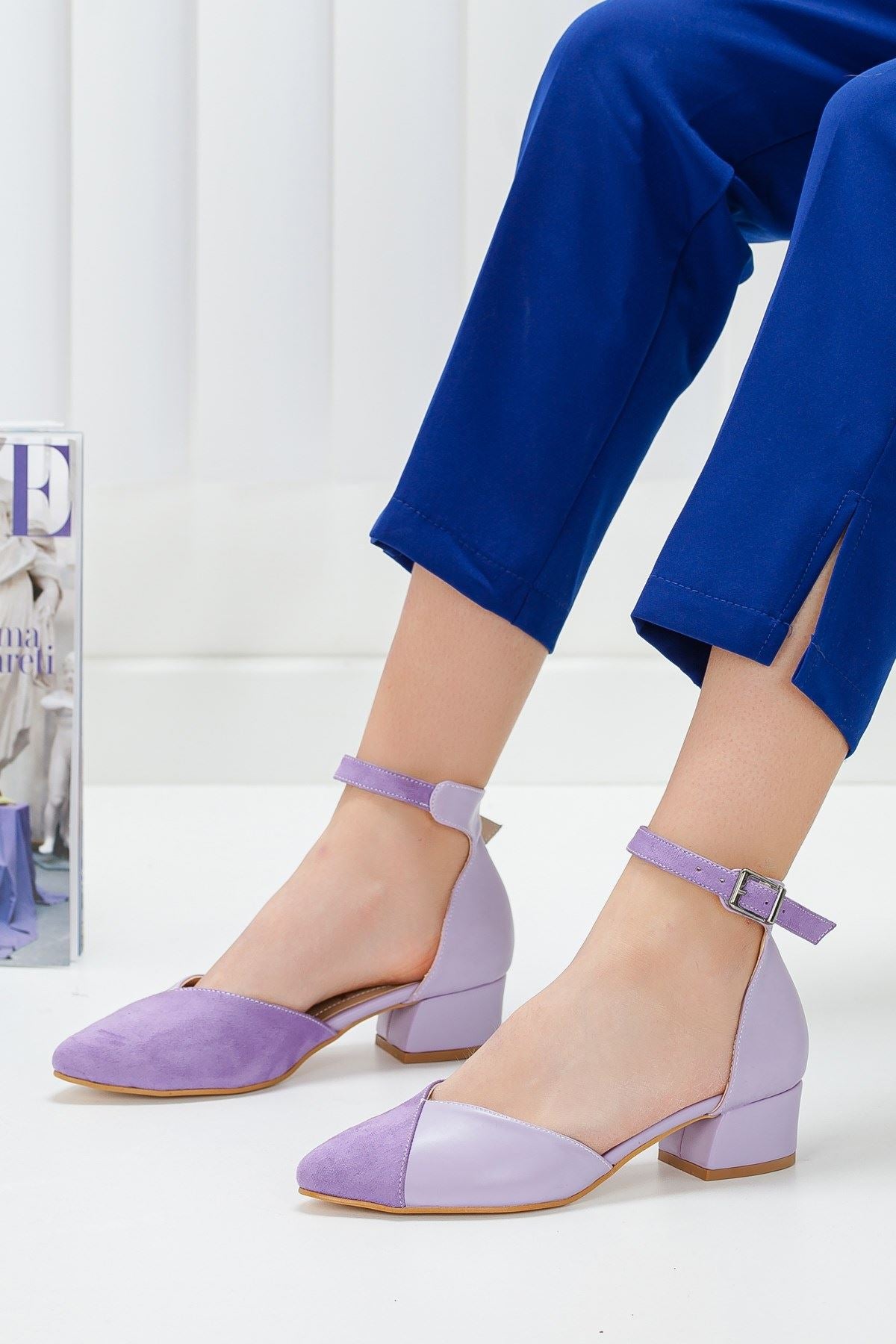 Women's Holly Lilac Skin-Suede Heeled Shoes - STREETMODE™