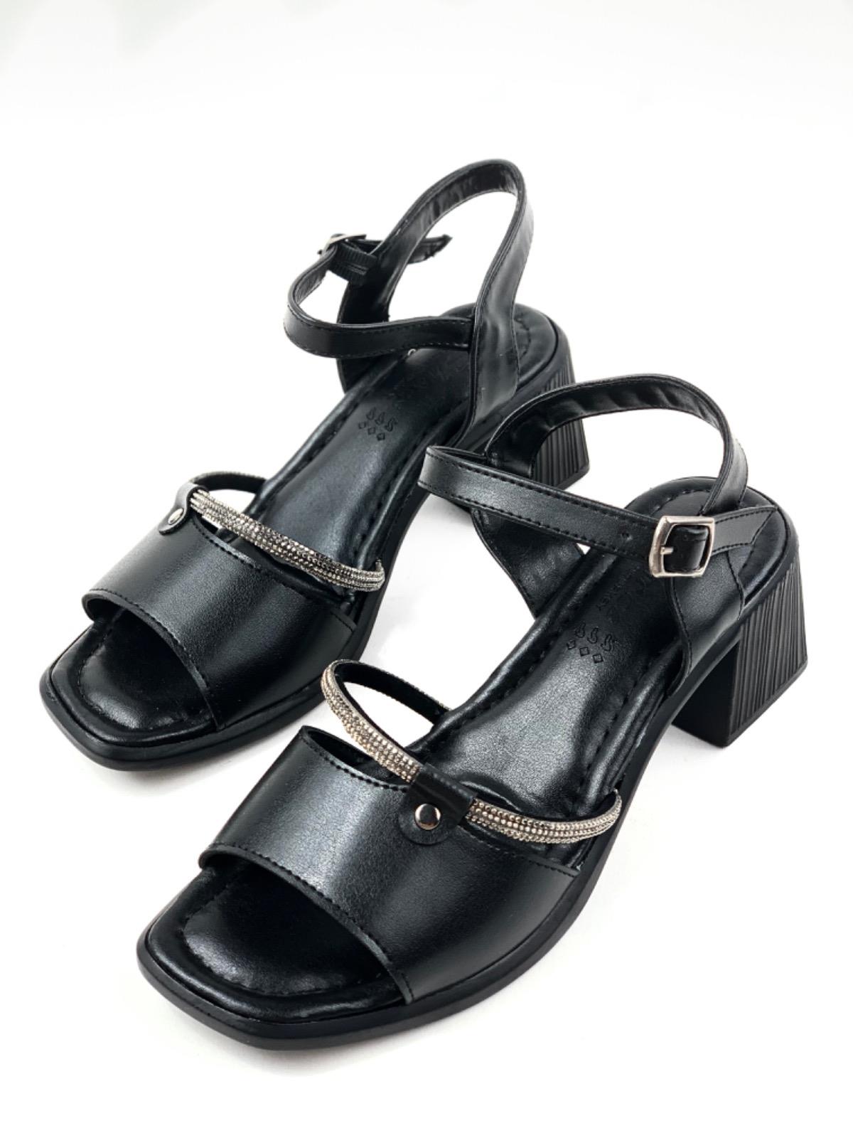Women's Jakk Black Heeled Ready-made Orthopedic Sole Stone Slippers Sandals - STREETMODE™