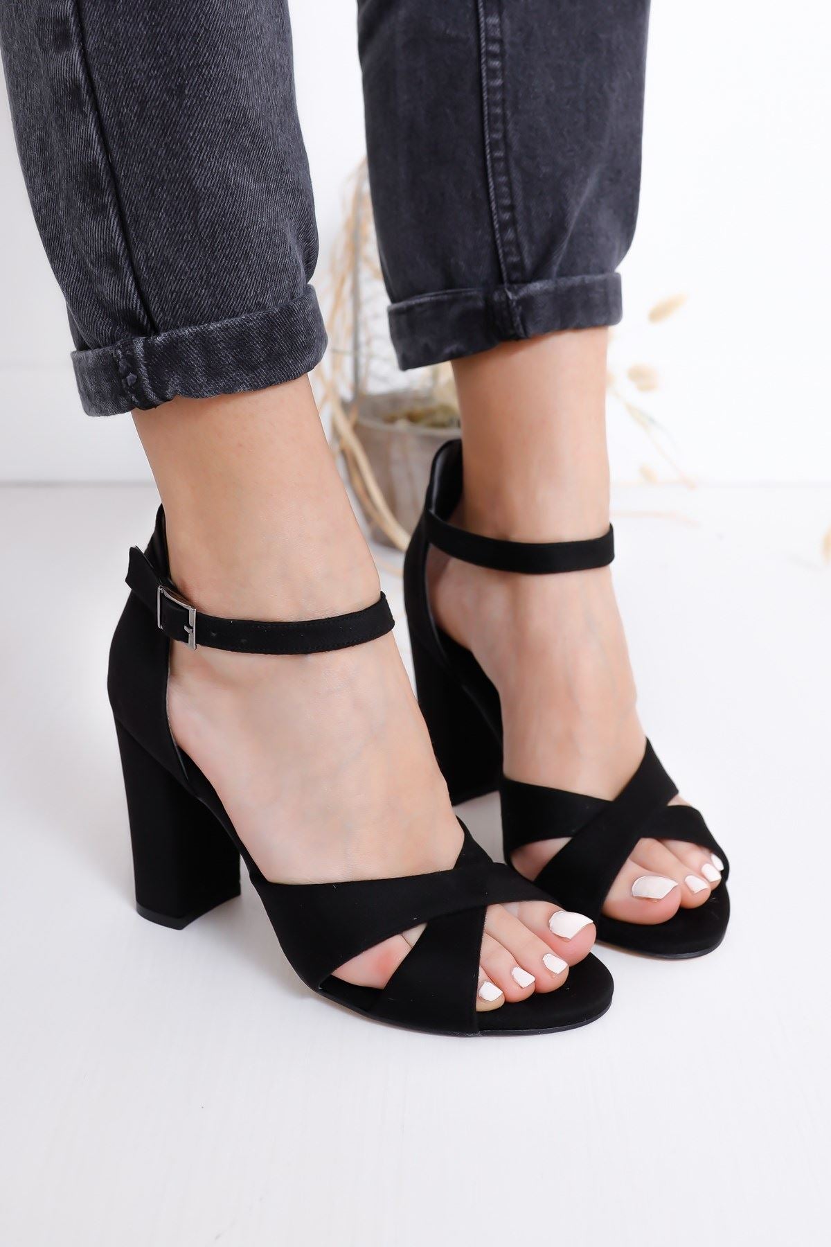 Women's Jany Heels Black Suede Shoes - STREETMODE™